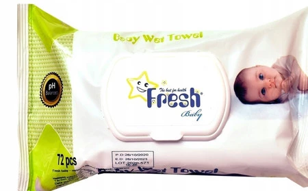 Fresh Baby Chusteczki nawilżane z klipsem zielone 72 szt.