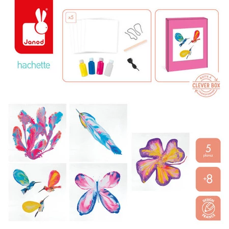 Janod Zestaw kreatywny Malowanie łańcuszkiem Pouring painting Kwiaty I love creativity 8+