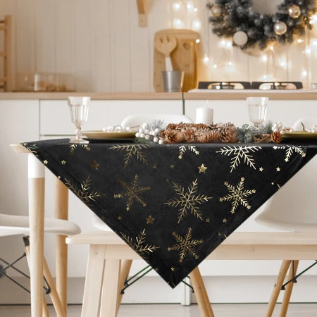 Obrus świąteczny rozm.: 85 x 85 cm, kolor czarno - szampański welwetowy