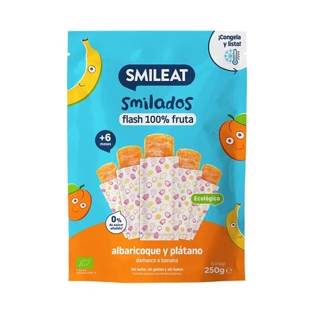 Smileat, BIO Lody owocowe do mrożenia o smaku moreli i banana Smilado, 50g