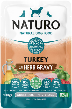 NATURO Adult Dog GF Indyk w sosie ziołowym 100g