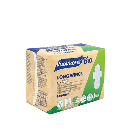 Vuokkoset − 100% BIO Podpaski ze skrzydełkami Long − 10 szt.