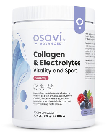 Osavi Collagen Electrolytes Vitality and Sport Kolagen i Elektrolity 390 g smak owoce leśne