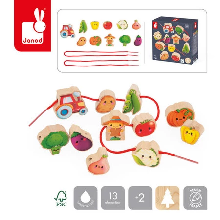 Janod Nawlekanka z drewnianymi warzywami Farma 2+