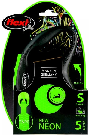 FLEXI NEW NEON Smycz taśmowa S / 5m zielona