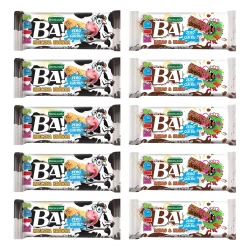 Zestaw mix smaków Bakalland BA! Baton zbożowy: 10szt. Kakao&mleko 25g , 10szt. Krówka 25g