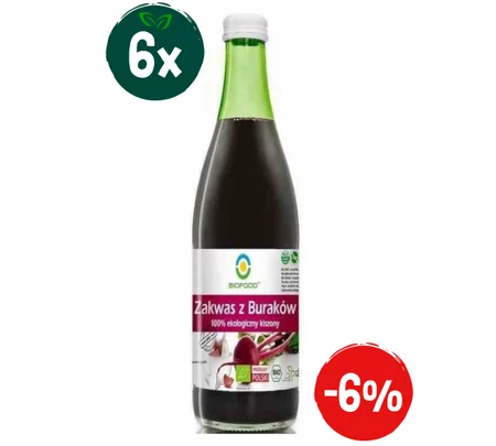 Zestaw: 6x ZAKWAS Z BURAKÓW KISZONYCH BEZGLUTENOWY BIO 500 ml - BIO FOOD