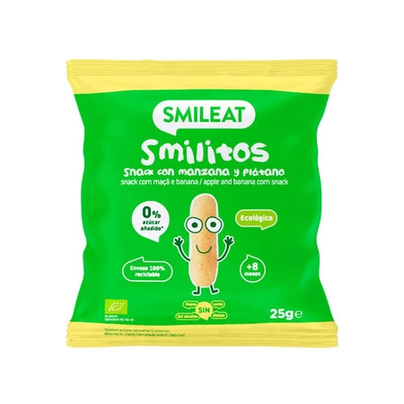 Smileat, BIO Smilitos, Chrupki kukurydziane o smaku jabłka i banana 8m+, 25g