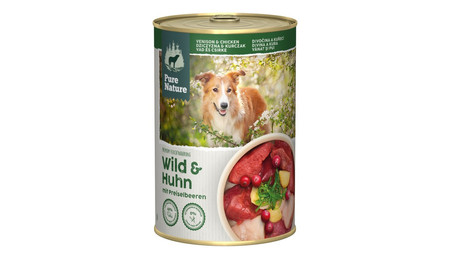 Zestaw 10x PURE NATURE DOG Wild Huhn - dziczyzna i kurczak z żurawiną dla dorosłych psów (400g)