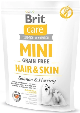 Brit Care MINI Grain Free HAIR / SKIN Śledź i Łosoś 400g