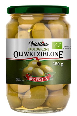 OLIWKI ZIELONE BEZ PESTEK W ZALEWIE BIO 280 g - VITALIANA