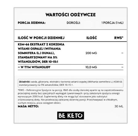 BeKeto Ashwagandha KSM-66 in Drops 30ml