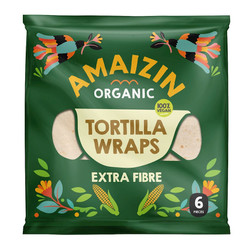 TORTILLA WRAPS Z OTRĘBAMI (ŹRÓDŁO BŁONNIKA POKARMOWEGO) BIO 240 g - AMAIZIN