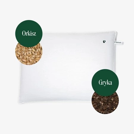 PODUSZKA DO SPANIA Z ŁUSKĄ GRYKI I ORKISZU DLA DOROSŁYCH BIAŁA (45 x 60 cm) - PLANTULE PILLOWS