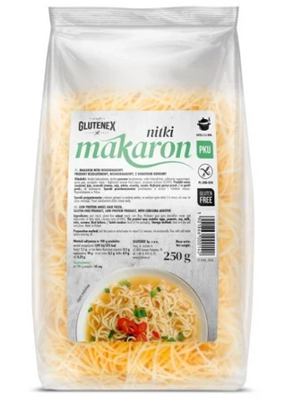 MAKARON NITKI NISKOBIAŁKOWY BEZGLUTENOWY 250 g - GLUTENEX