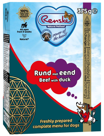 Zestaw 10x Renske Fresh beef with duck - świeża wołowina z kaczką dla psów (375 g)