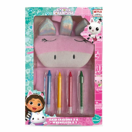 Bath Set zestaw kredki do kąpieli 4szt + różowa myjka