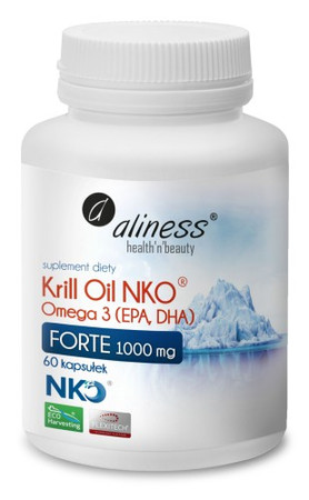 Aliness Krill Oil NKO® Omega 3 z Astaksantyną 1000 mg FORTE 60kaps.