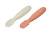 Beaba Zestaw 2 silikonowych pierwszych łyżeczek-gryzaków Terracotta/velvet grey