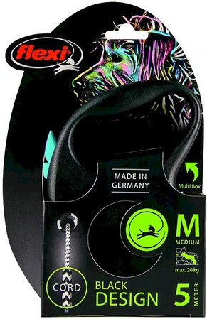 FLEXI BLACK Design Smycz sznurowa M / 5m niebieska