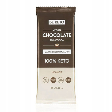 BeKeto Wegańska Keto Czekolada z olejem MCT karmelizowany orzech 80g x10