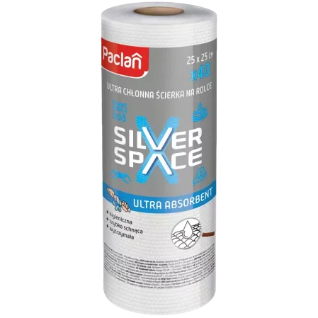 Paclan Silver Space Ściereczka na rolce 40 sztuk 25 x 25 cm