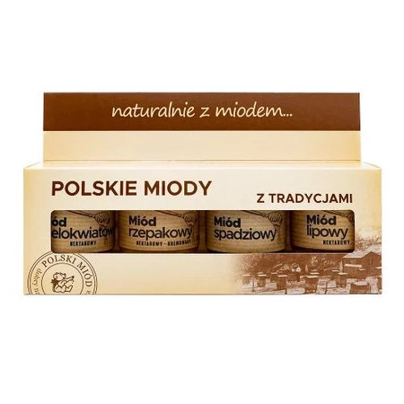 Łysoń zestaw miodów (lipowy, rzepakowy, spadziowy i wielokwiatowy) 4 x 50 g