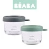 Beaba Zestaw pojemników słoiczków szklanych z zamknięciem 2 x 150 ml Mineral/Sage green