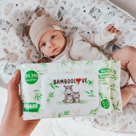 Bamboolove, Bambusowe chusteczki nawilżane dla dzieci, 60 szt.