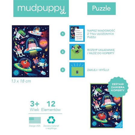 Mudpuppy Puzzle-kartka z życzeniami Kosmos 12 elementów 3+