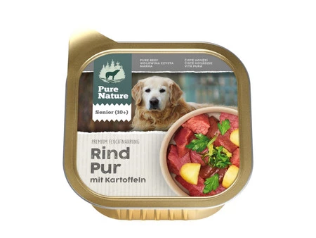 Zestaw 10x PURE NATURE DOG Senior Rind Pur - wołowina z ziemniakami i algami dla psa seniora (150g)