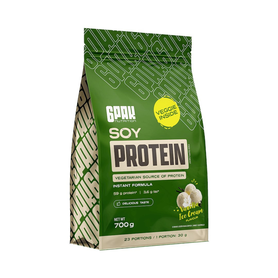 6PAK SOY PROTEIN odżywka białkowa sojowa Izolat 700 g smak lody waniliowe - Nabea.pl