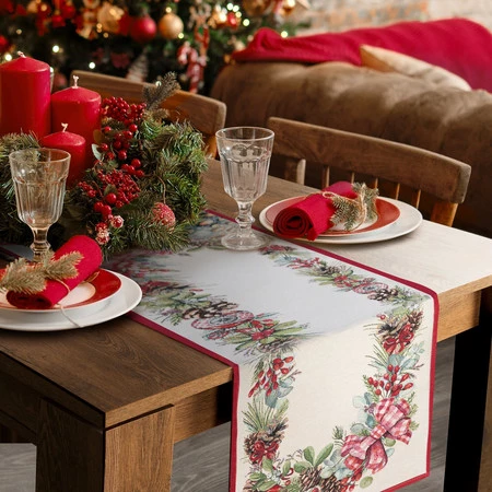 Bieżnik świąteczny gobelinowy 45x140 cm – Girlanda