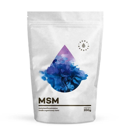 AuraHerbals - Organiczny Związek Siarki (MSM) w proszku - 200 g