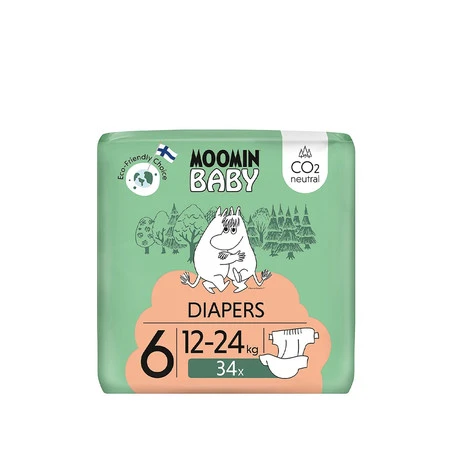 MOOMIN Baby, Pieluszki 6 JUNIOR (12-24kg), 34 szt. EKO