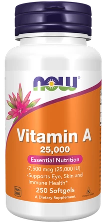 NOW FOODS Witamina A 25000 IU (250 kaps.)