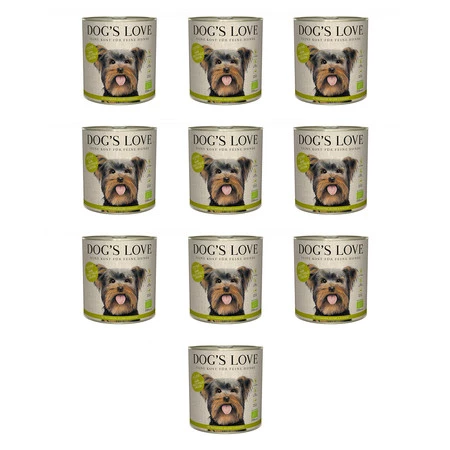 Zestaw 10x DOG'S LOVE BIO Huhn - kurczak ekologiczny z kaszą gryczaną, selerem i bazylią (800g)