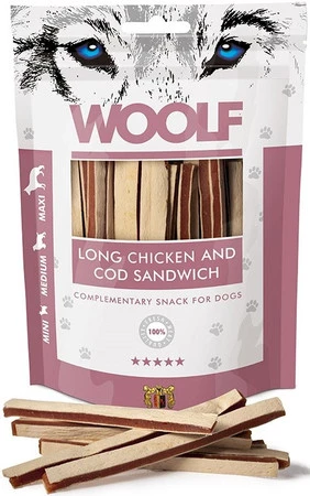 WOOLF Long Chicken Cod Sandwich Kurczak Dorsz 100g