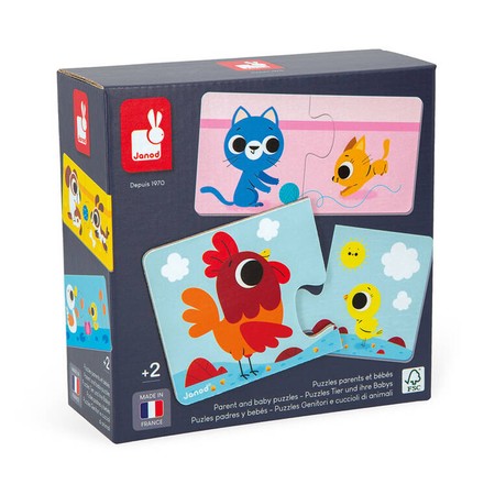 Janod Pierwsze puzzle do pary Zwierzęta i ich dzieci 24 elementy 2+
