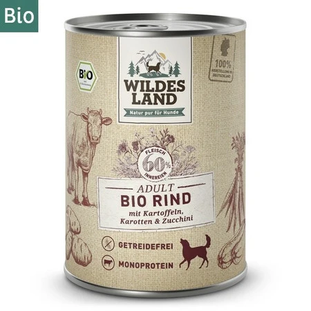 WILDES LAND DOG BIO Rind - bio wołowina z marchewką i cukinią (400g)