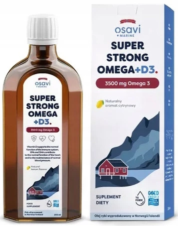 Osavi Super Strong Omega + D3, 3500mg Omega 3, aromat cytrynowy 250 ml