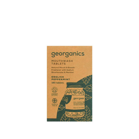 Georganics, Naturalne tabletki do płukania jamy ustnej, do codziennej pielęgnacji, smak mięty pieprzowej, 180 tabletek