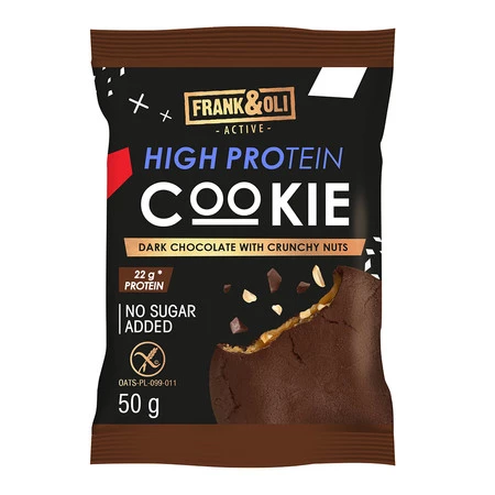 Ciasteczko proteinowe ciemna czekolada z orzechami bez dodatku cukru 50 g