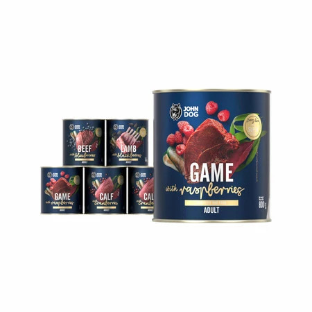 John Dog Berry Dziczyzna Z Malinami - karma mokra dla psa - 6 x 800g