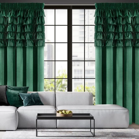 ZASŁONA GOTOWA AURA NA TAŚMIE 140 X 270 CM CIEMNOZIELONY