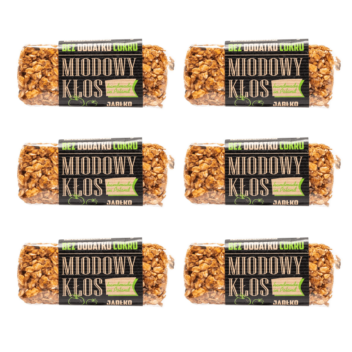 Zestaw 6x Łysoń Baton Miodowy Kłos BEZ DODATKU CUKRU Jabłko 45g - Nabea.pl