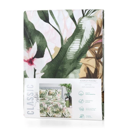 Komplet Pościeli Satynowej Spring 43 160 x 200 cm, Zielony