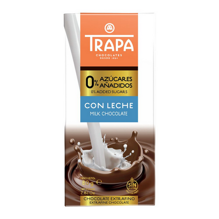 TRAPA Czekolada mleczna bez dodatku cukru 80g
