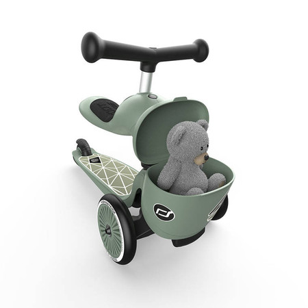 SCOOTANDRIDE Highwaykick 1 Lifestyle 2w1 Jeździk i hulajnoga z zamykanym schowkiem 1-5 lat Green Lines