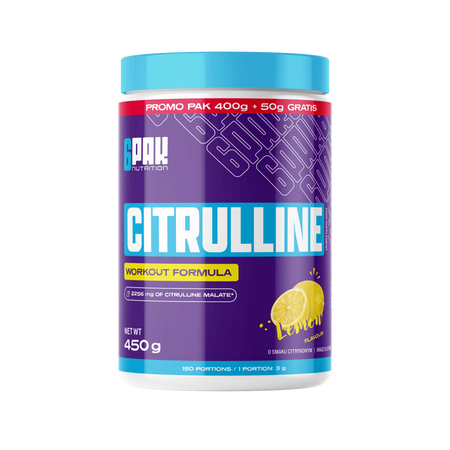 6PAK Citrulline L-Cytrulina Jabłczan Przedtreningówka 450 g smak Lemon